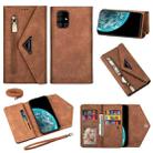 For Samsung Galaxy A71 Skin Feel Zipper Horizontal Flip Leather Case with Holder & Card Slots & Photo Frame & Lanyard & Long Rope(Brown) - 1