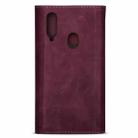 For Samsung Galaxy A20s Skin Feel Zipper Horizontal Flip Leather Case with Holder & Card Slots & Photo Frame & Lanyard & Long Rope(Wine Red) - 3