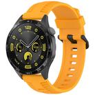 20mm Kalebol Black Buckle Tire Pattern Silicone Watch Band(Yellow) - 1