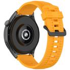 20mm Kalebol Black Buckle Tire Pattern Silicone Watch Band(Yellow) - 2