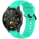 20mm Kalebol Black Buckle Tire Pattern Silicone Watch Band(Teal) - 1