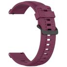 22mm Kalebol Black Buckle Tire Pattern Silicone Watch Band(Wine Red) - 3