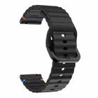 20mm Kalebol Wave Stitch Silicone Watch Band(Black) - 2