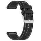 22mm Kalebol Ordinary Silver Buckle Hybrid Nylon Braid Silicone Watch Band(Black) - 3