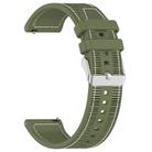 22mm Kalebol Ordinary Silver Buckle Hybrid Nylon Braid Silicone Watch Band(Green) - 3