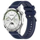 22mm Kalebol Ordinary Silver Buckle Hybrid Nylon Braid Silicone Watch Band(Midnight Blue) - 1