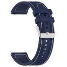 22mm Kalebol Ordinary Silver Buckle Hybrid Nylon Braid Silicone Watch Band(Midnight Blue) - 3