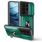 For Samsung Galaxy S25 Ultra 5G Sliding Camshield TPU+PC Phone Case with Card Slot(Dark Green) - 1