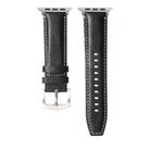For Apple Watch 42mm / 41mm / 40mm / 38mm Kalebol Stitched Genuine Leather Watch Band(Pull Up Leather Black) - 2