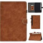 For Samsung Galaxy Tab S8 / Galaxy Tab S7 T870 Cowhide Texture Horizontal Flip Leather Case with Holder & Card Slots & Sleep / Wake-up Function(Brown) - 1