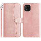 For Samsung Galaxy A03 Dual-Folded S-shape Leather Phone Case(Rose Gold) - 1