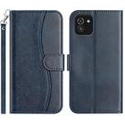 For Samsung Galaxy A03 Dual-Folded S-shape Leather Phone Case(Navy Blue) - 1