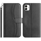 For Samsung Galaxy A04e Dual-Folded S-shape Leather Phone Case(Black) - 1