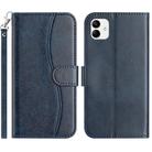 For Samsung Galaxy A05 Dual-Folded S-shape Leather Phone Case(Navy Blue) - 1
