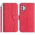 For Samsung Galaxy A13 4G Dual-Folded S-shape Leather Phone Case(Rose Red) - 1