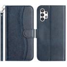 For Samsung Galaxy A13 4G Dual-Folded S-shape Leather Phone Case(Navy Blue) - 1