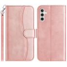 For Samsung Galaxy A16 Dual-Folded S-shape Leather Phone Case(Rose Gold) - 1