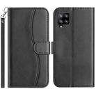 For Samsung Galaxy A22 4G Dual-Folded S-shape Leather Phone Case(Black) - 1