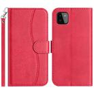 For Samsung Galaxy A22 5G Dual-Folded S-shape Leather Phone Case(Rose Red) - 1