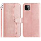 For Samsung Galaxy A22 5G Dual-Folded S-shape Leather Phone Case(Rose Gold) - 1