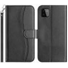 For Samsung Galaxy A22 5G Dual-Folded S-shape Leather Phone Case(Black) - 1