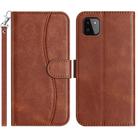 For Samsung Galaxy A22 5G Dual-Folded S-shape Leather Phone Case(Coffee) - 1