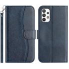 For Samsung Galaxy A23 5G Dual-Folded S-shape Leather Phone Case(Navy Blue) - 1