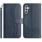 For Samsung Galaxy A25 5G Dual-Folded S-shape Leather Phone Case(Navy Blue) - 1