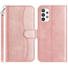 For Samsung Galaxy A32 4G Dual-Folded S-shape Leather Phone Case(Rose Gold) - 1