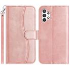 For Samsung Galaxy A32 5G Dual-Folded S-shape Leather Phone Case(Rose Gold) - 1