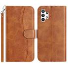 For Samsung Galaxy A32 5G Dual-Folded S-shape Leather Phone Case(Brown) - 1