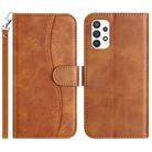 For Samsung Galaxy A33 5G Dual-Folded S-shape Leather Phone Case(Brown) - 1