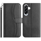 For Samsung Galaxy A36 5G Dual-Folded S-shape Leather Phone Case(Black) - 1