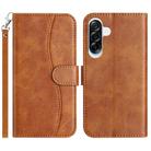 For Samsung Galaxy A36 5G Dual-Folded S-shape Leather Phone Case(Brown) - 1