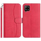 For Samsung Galaxy A42 5G Dual-Folded S-shape Leather Phone Case(Rose Red) - 1