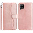 For Samsung Galaxy A42 5G Dual-Folded S-shape Leather Phone Case(Rose Gold) - 1