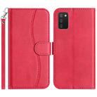 For Samsung Galaxy A02s 164mm Dual-Folded S-shape Leather Phone Case(Rose Red) - 1