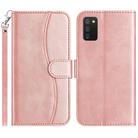 For Samsung Galaxy A02s 164mm Dual-Folded S-shape Leather Phone Case(Rose Gold) - 1