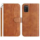 For Samsung Galaxy A02s EU Dual-Folded S-shape Leather Phone Case(Brown) - 1