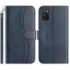 For Samsung Galaxy A02s EU Dual-Folded S-shape Leather Phone Case(Navy Blue) - 1