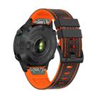 For Garmin Fenix 7X 26mm Kalebol Dot Hole Silicone Leather Quick Release Watch Band(Black Orange) - 2