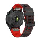 For Garmin Fenix 7X 26mm Kalebol Dot Hole Silicone Leather Quick Release Watch Band(Black Red) - 2