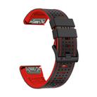 For Garmin Fenix 7X 26mm Kalebol Dot Hole Silicone Leather Quick Release Watch Band(Black Red) - 3