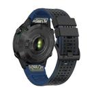 For Garmin Fenix 7X 26mm Kalebol Dot Hole Silicone Leather Quick Release Watch Band(Black Blue) - 2