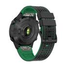 For Garmin Fenix 7X 26mm Kalebol Dot Hole Silicone Leather Quick Release Watch Band(Black Green) - 2
