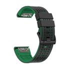 For Garmin Fenix 7X 26mm Kalebol Dot Hole Silicone Leather Quick Release Watch Band(Black Green) - 3
