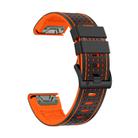 For Garmin Fenix 7 22mm Kalebol Dot Hole Silicone Leather Quick Release Watch Band(Black Orange) - 3
