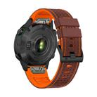 For Garmin Fenix 7 22mm Kalebol Dot Hole Silicone Leather Quick Release Watch Band(Coffee Orange) - 2
