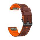For Garmin Fenix 7 22mm Kalebol Dot Hole Silicone Leather Quick Release Watch Band(Coffee Orange) - 3