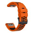 For Garmin Fenix 7X 26mm Kalebol Three Rows Hole Two Color Silicone Watch Band(Orange Black) - 3
